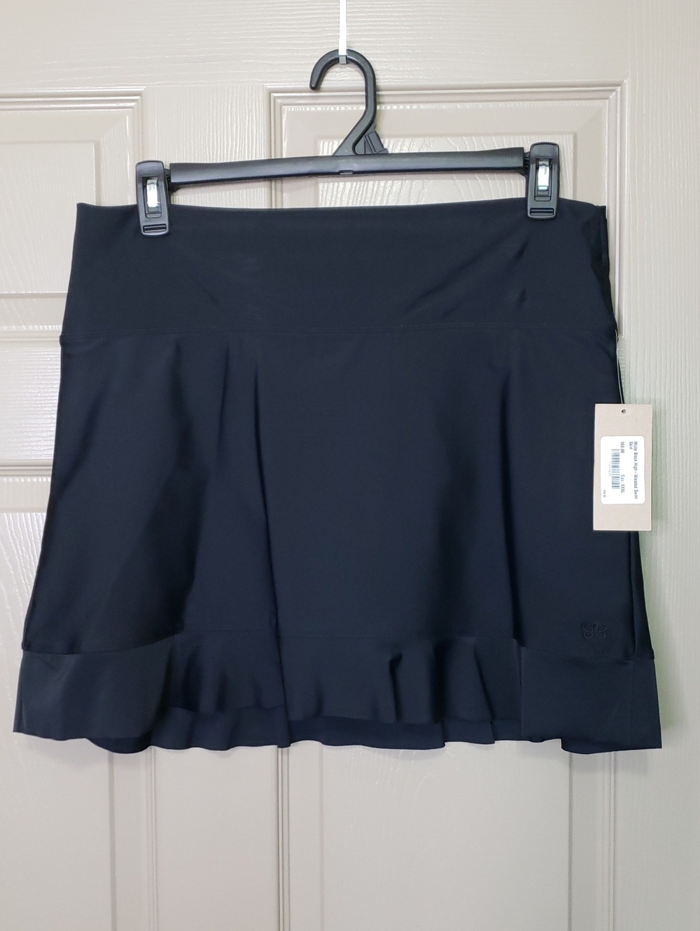 NWT Albion Matte Black High Waisted Swim Skirt with Subtle Ruffle Hem Size XXXL